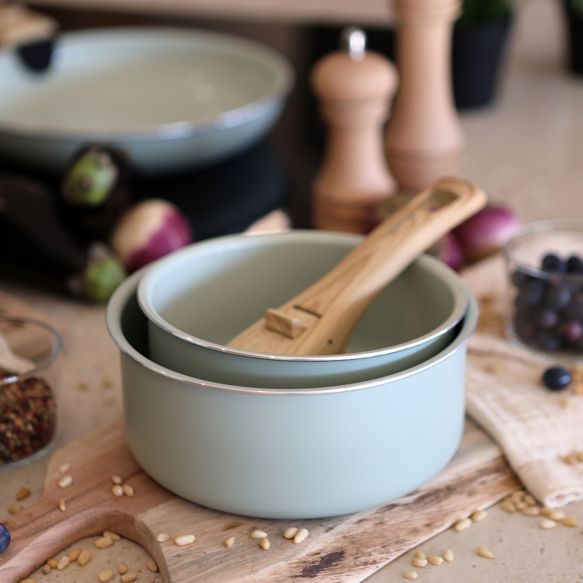 Lot de 2 casseroles céladon revêtement céramique - Tous feux COLORAMA