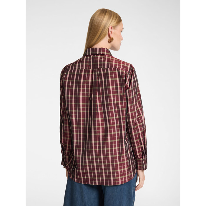 Elena Mirò - Camicia in taffetas check - Bordeaux