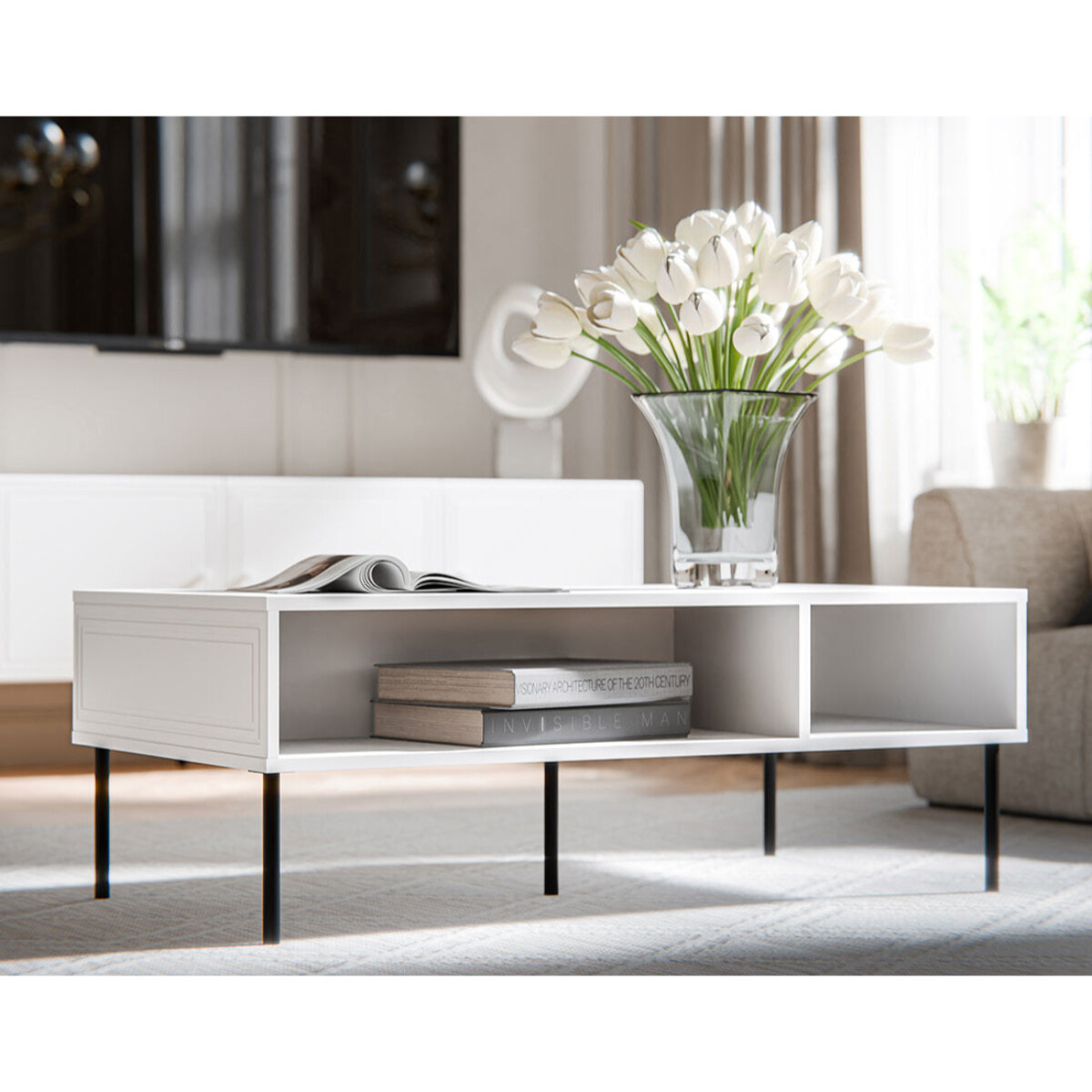 Lavaggi - table basse - 2 niches - 110 cm - Blanc