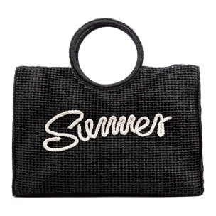 Bérgamo Bolso de mano Mujer. Fabricado en paja trenzada diseño "Summer".