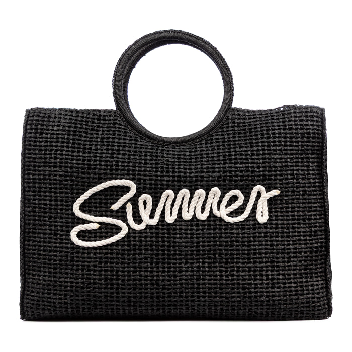 Bérgamo Bolso de mano Mujer. Fabricado en paja trenzada diseño "Summer".