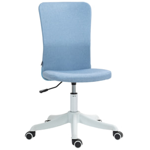 Silla de Escritorio sin Brazos Silla de Oficina Giratoria Tapizado en Lino Sintético con Altura Ajustable para Estudio Dormitorio Tocador Carga 120 kg Azul Claro