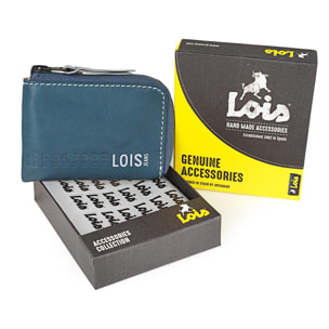 Monedero Piel Hombre Lois Temple Azul-Gris