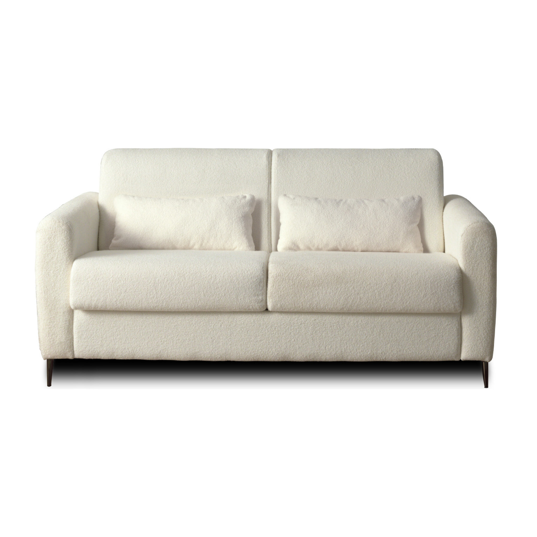 Owen - canapé 3 places convertible express couchage quotidien 140 cm matelas 12 cm en tissu bouclette - Beige