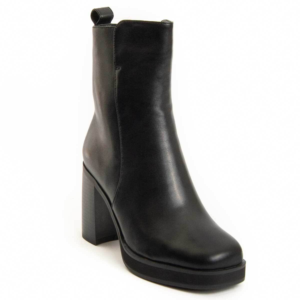 Botín De Tacón - Negro - Altura: 7 Cm