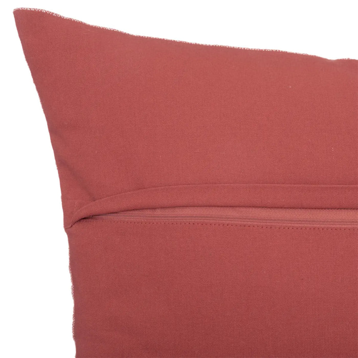 Coussin "Linah" - motifs brodés - coton - rose terracotta - 55x55 cm