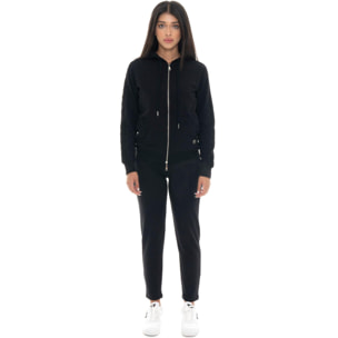 Tuta invernale donna con cappuccion e zip, inserti in treccia Leone 1947 Braid