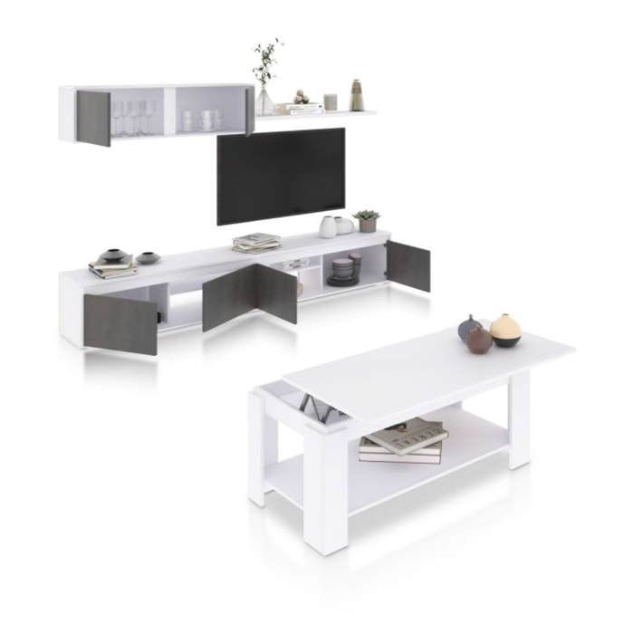 Pack salón con mesa de centro Arlet Plus Blanco Artik (Blanco Mate) - Óxido