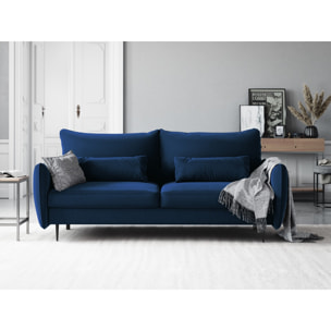 Canapé convertible avec coffre de rangement "Vermont" 3 places en velours bleu roi