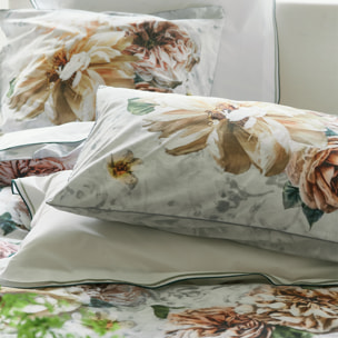 Taie d'oreiller imprimée en percale de coton, PAHARI TUBEROSE, Gris