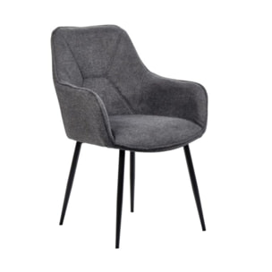 Chaise en tissu avec accoudoirs et pieds métal noir - MIKI
