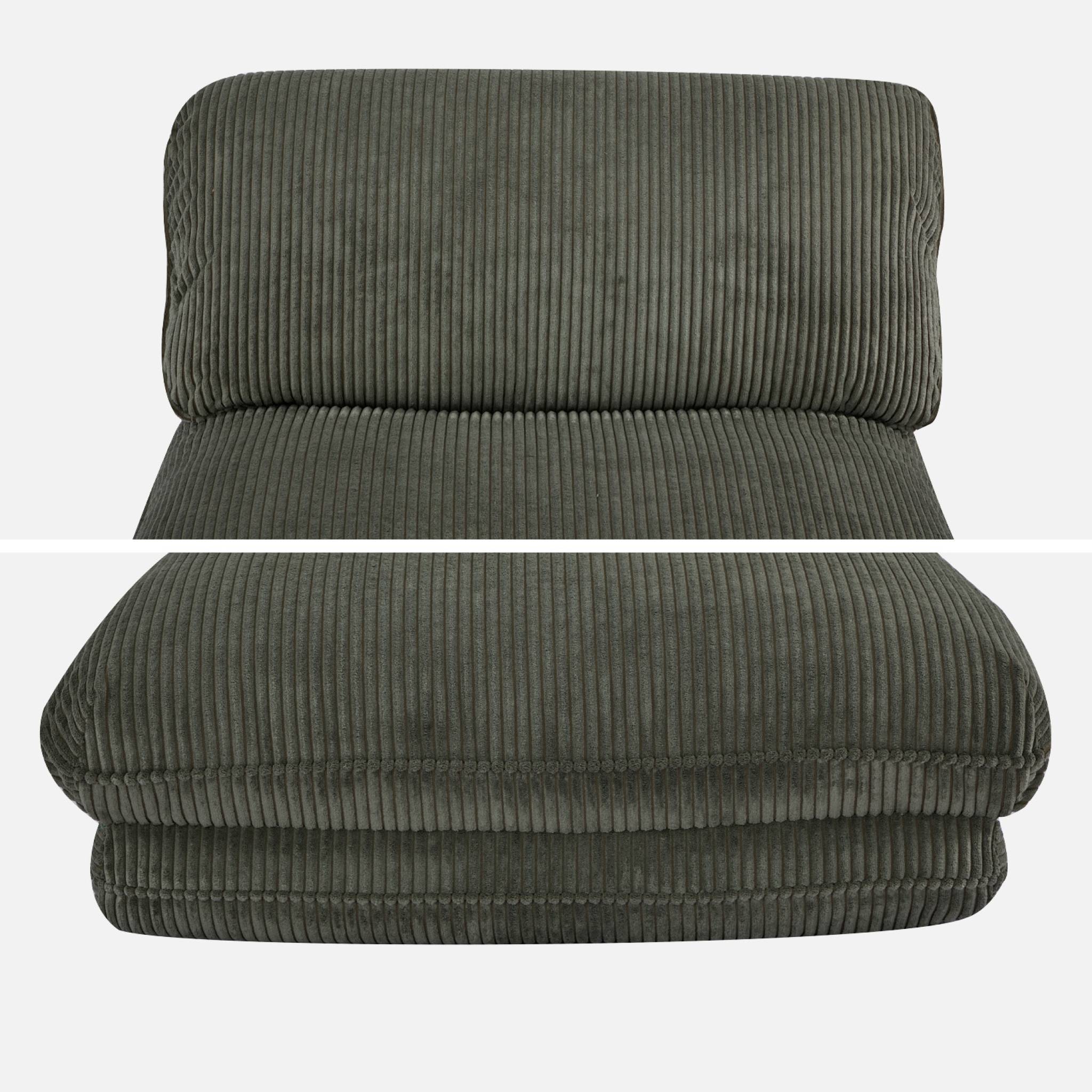 Chauffeuse matelas kaki convertible velours côtelé grosse côte 1 place Cosy