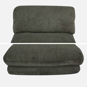 Chauffeuse matelas kaki convertible velours côtelé grosse côte 1 place Cosy