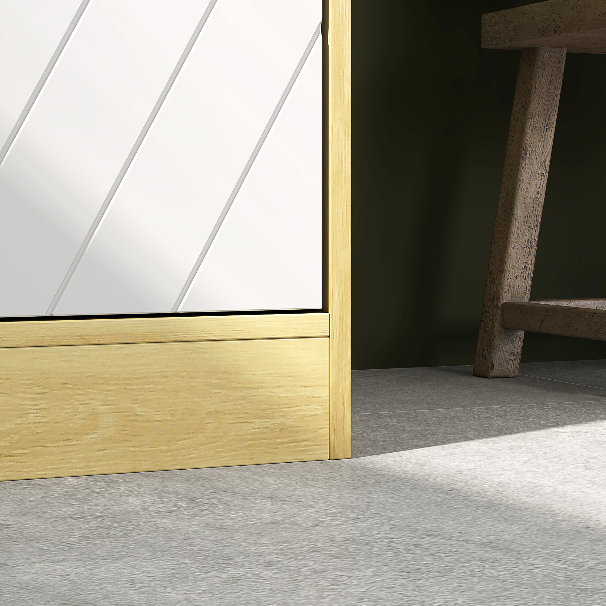 Colonne meuble salle de bain style cosy H.170 cm 2 portes étagère 2 niches effet bois clair blanc