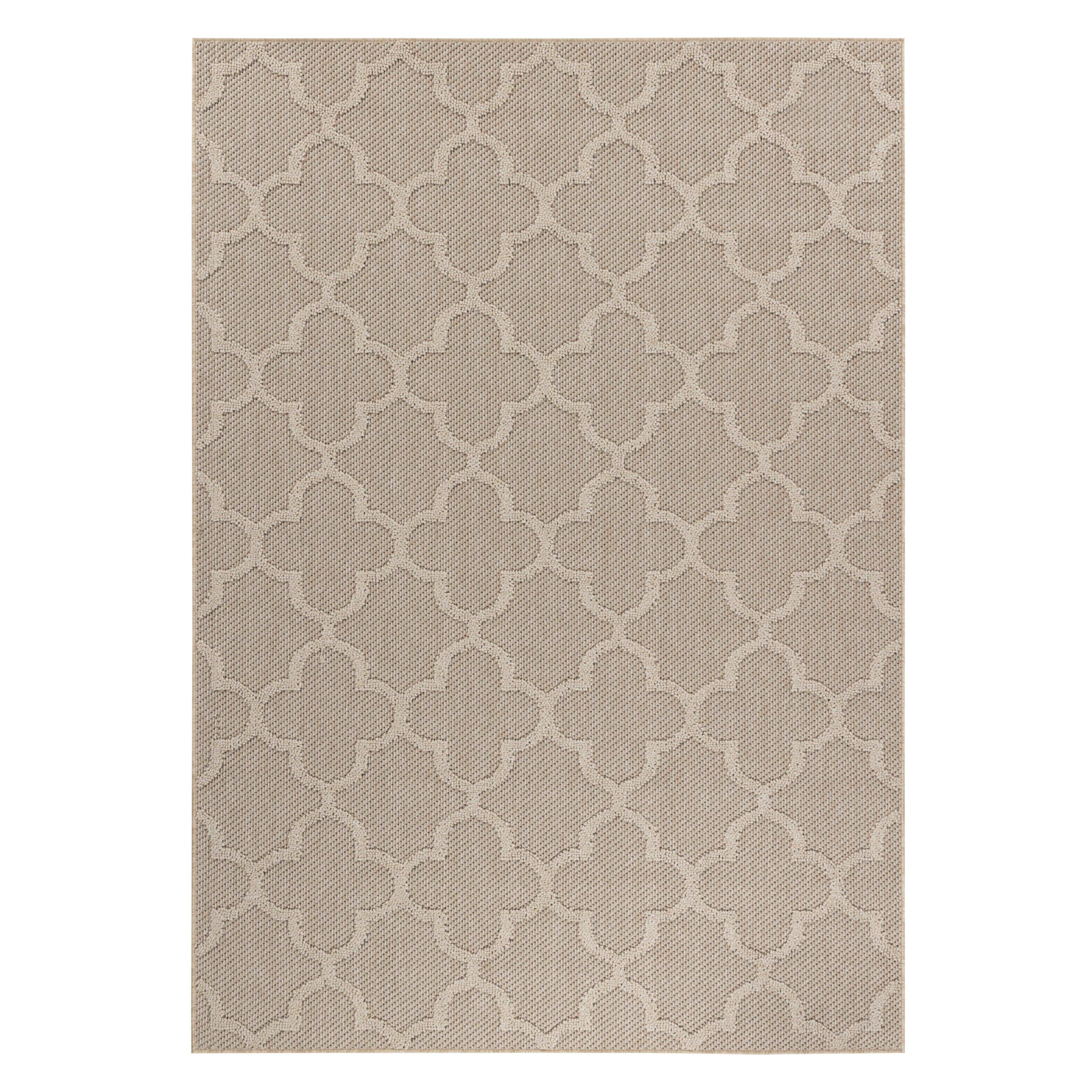 PATARA - Tapis intérieur/extérieur motif baroque beige - PAT4951BEI