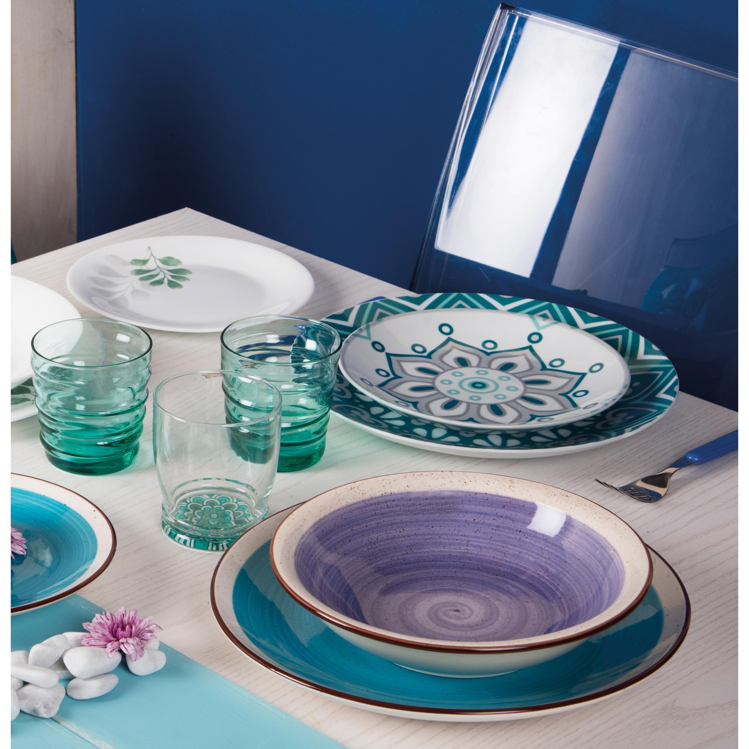 Servizio piatti 18 pezzi Excelsa Crazy azzurro, ceramica multicolore