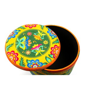 Pouf contenitore Excelsa Gipsy Soul in velluto e legno 38x38x45 cm multicolore