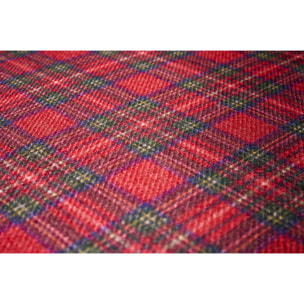 MACKENZIE - SGABELLO BASSO TONDO TARTAN ROSSO BLEACHED - misura: 40X40X39 cm