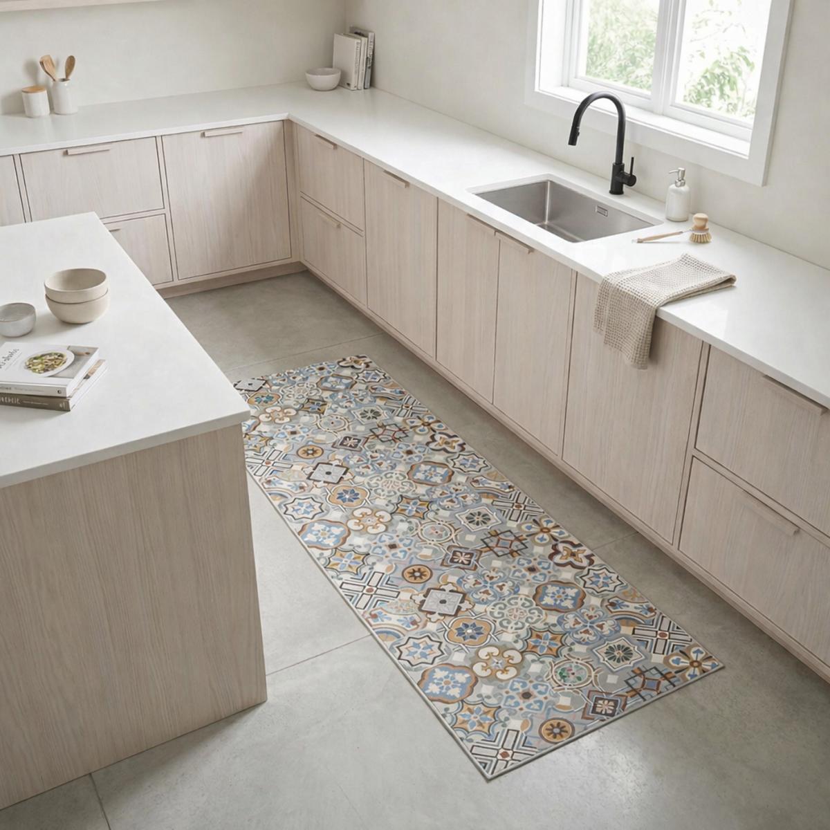 Tapis de cuisine en PVC motif géométrique PKIT
