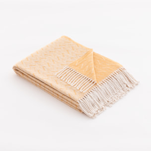 Plaid en coton tissé jaune 130x170 cm