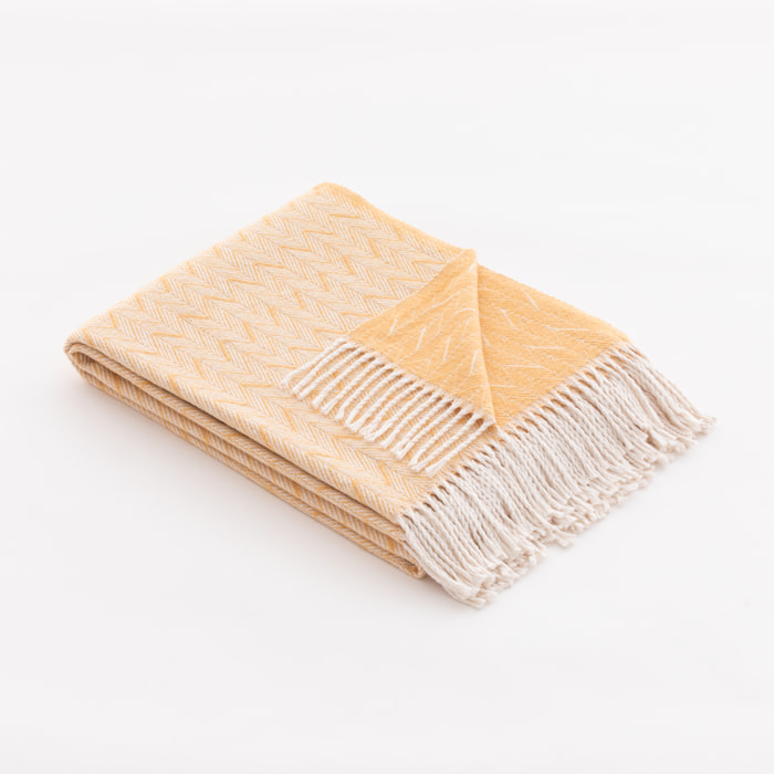 Plaid en coton tissé jaune 130x170 cm