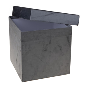 Set di 2 Scatole Quadrate Velluto - Pezzi 1 - Colore Grigio - 23,5x23,5Hx23,5cm - Bianchi Dino