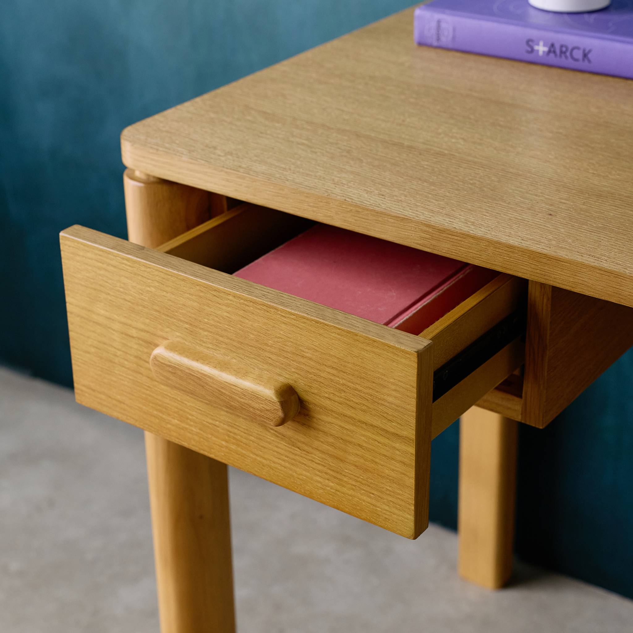 Bureau bois d'hévéa placage chêne 1 tiroir naturel - L 120 x l 60 x H 75 cm - Garance