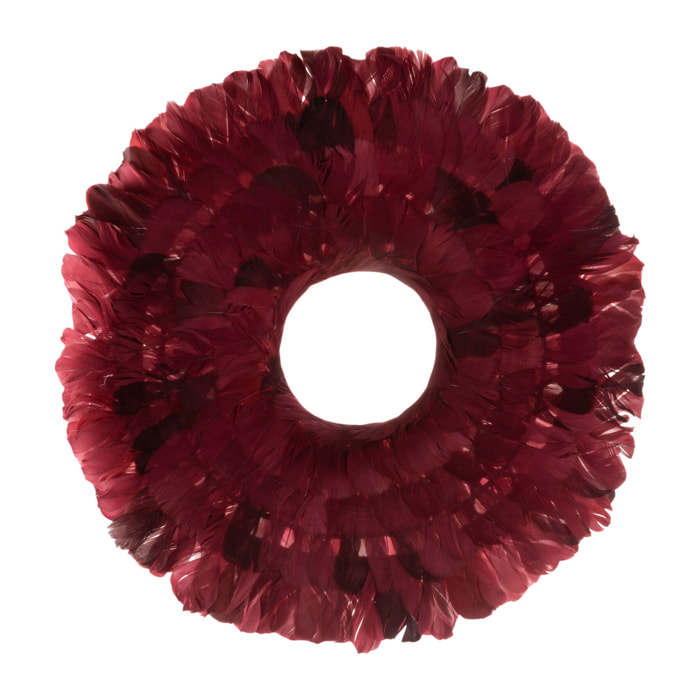 J-Line Couronne Decorative Plumes Bordeaux