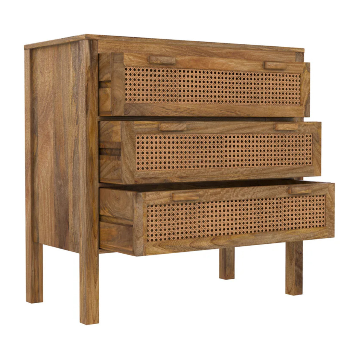 Commode en cannages et bois 3 tiroirs - Tiki