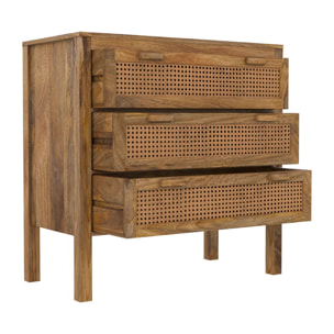Commode en cannages et bois 3 tiroirs - Tiki