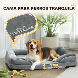 Cama para Perros Medianos, Cama para Gatos, Colchón para Perros con Base Antideslizante, Funda Extraíble y Lavable, 91,5x68,5x16,5 cm, Gris