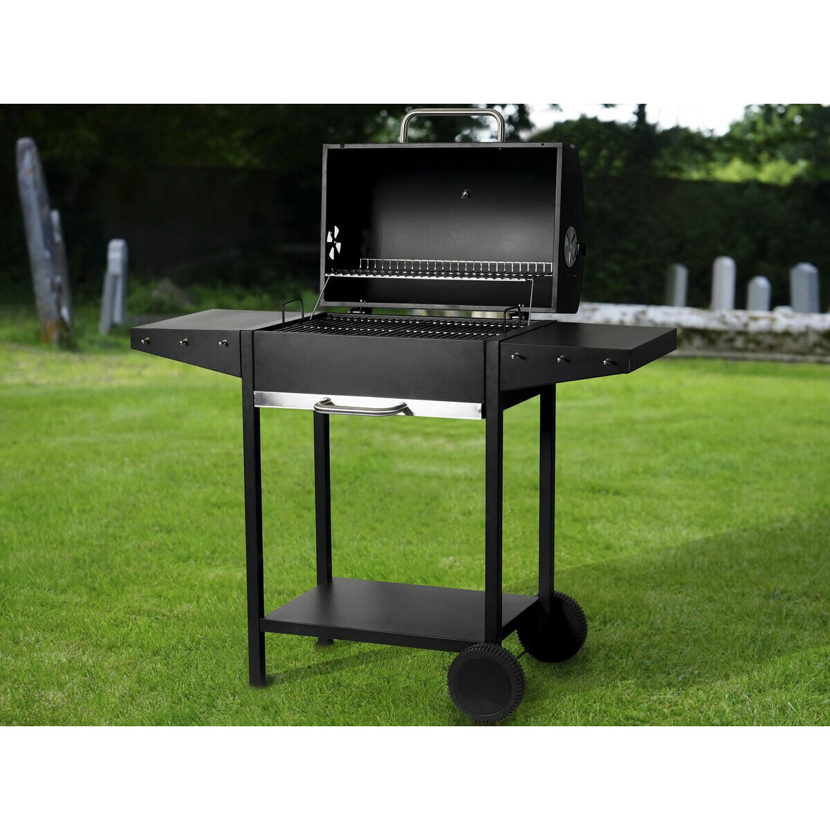 Barbecue charbon de bois "Bizon" - 119 x 50 x 101 cm - Noir
