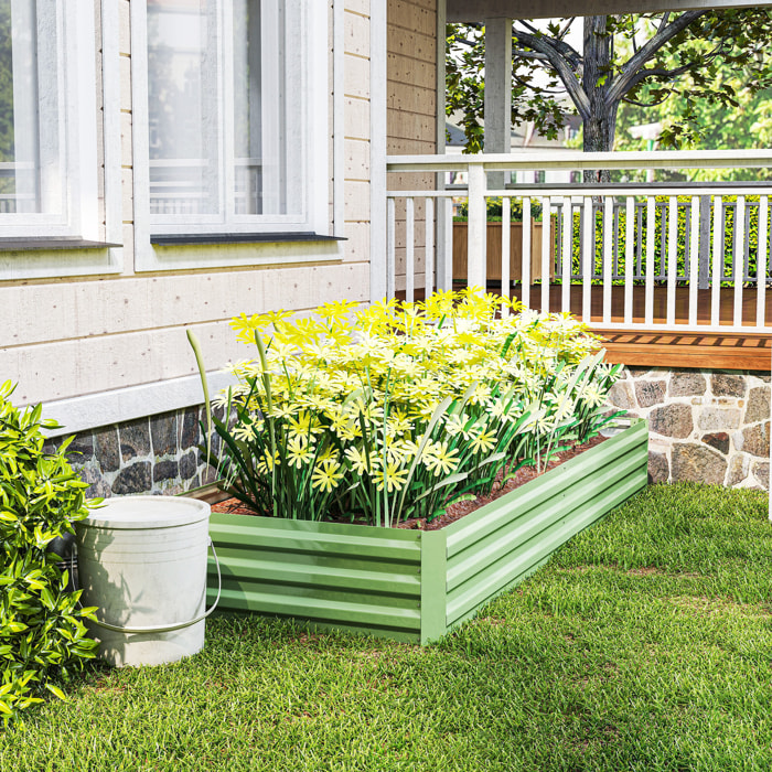 Carré potager de jardin dim. 241L x 90l x 30H cm tôle d'acier ondulée vert clair