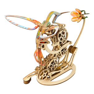 Maqueta de Madera 3D, diseño de Colibrí mecánico dinámico de colores A. 200 piezas.