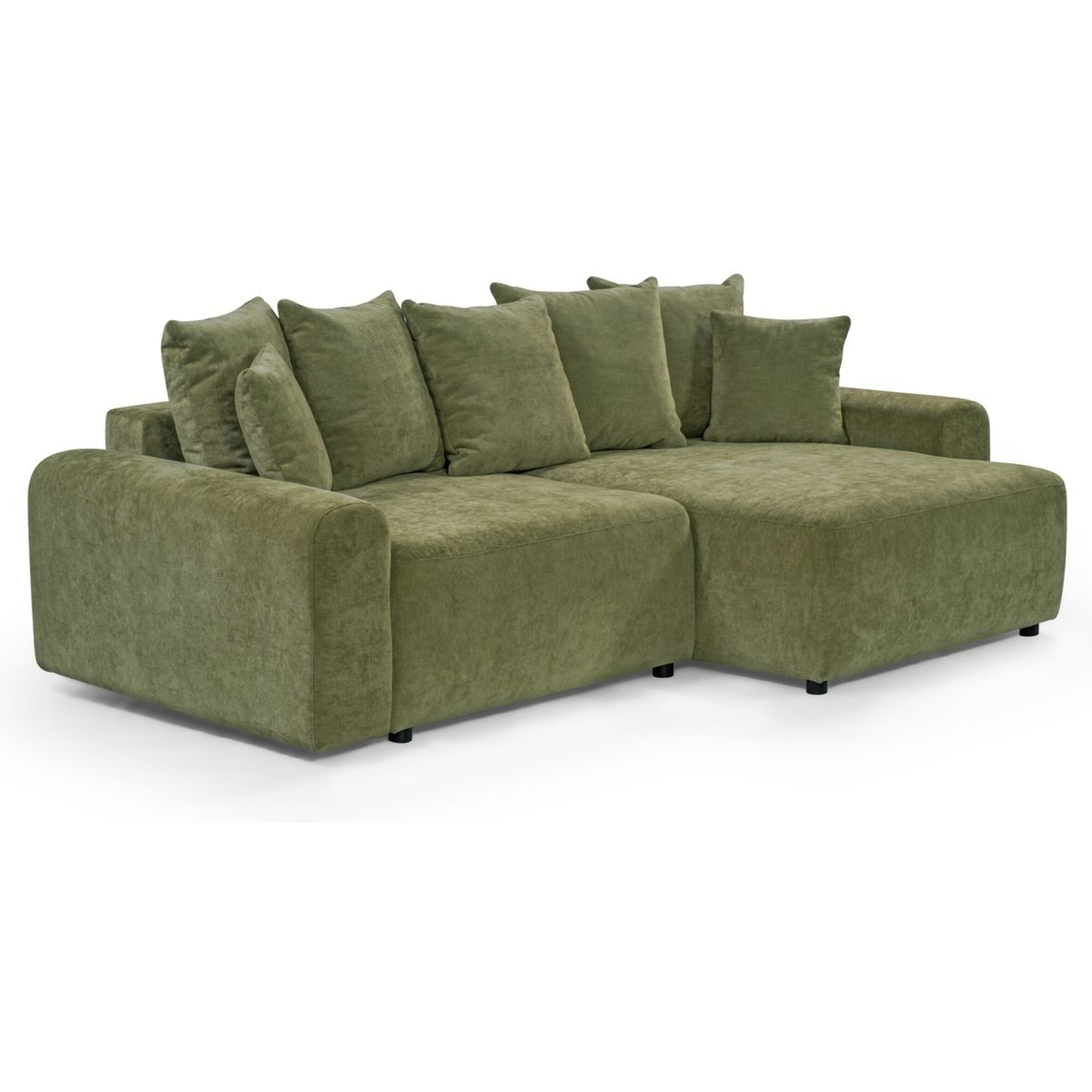 Canapé d'angle convertible réversible 4 places avec coffre de rangement en tissu chenille - MONCEAU