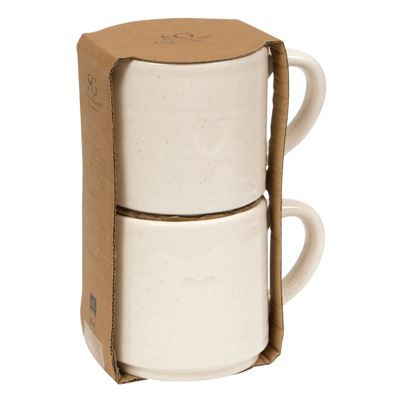 Coffret de 2 mugs Adele blanc chaud motif coeur