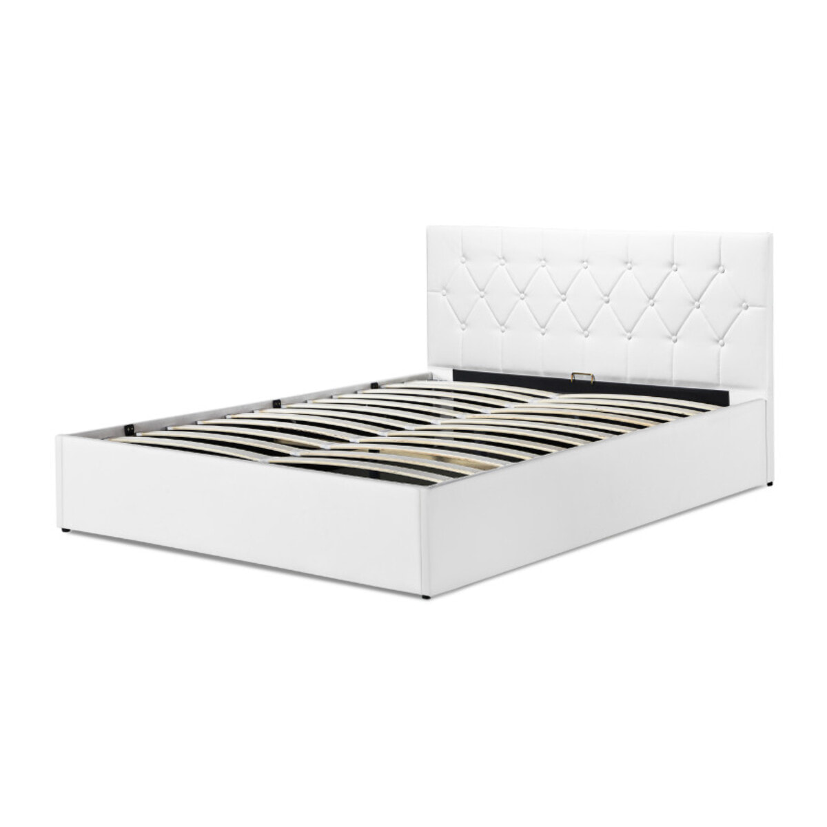 Lit coffre Hannah PVC avec sommier - Blanc