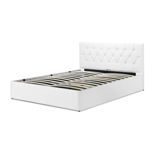 Lit coffre Hannah PVC avec sommier - Blanc