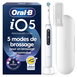 Oral-B iO 5N - Avec Etui de Voyage - Blanche - Brosse À Dents Électrique connectée