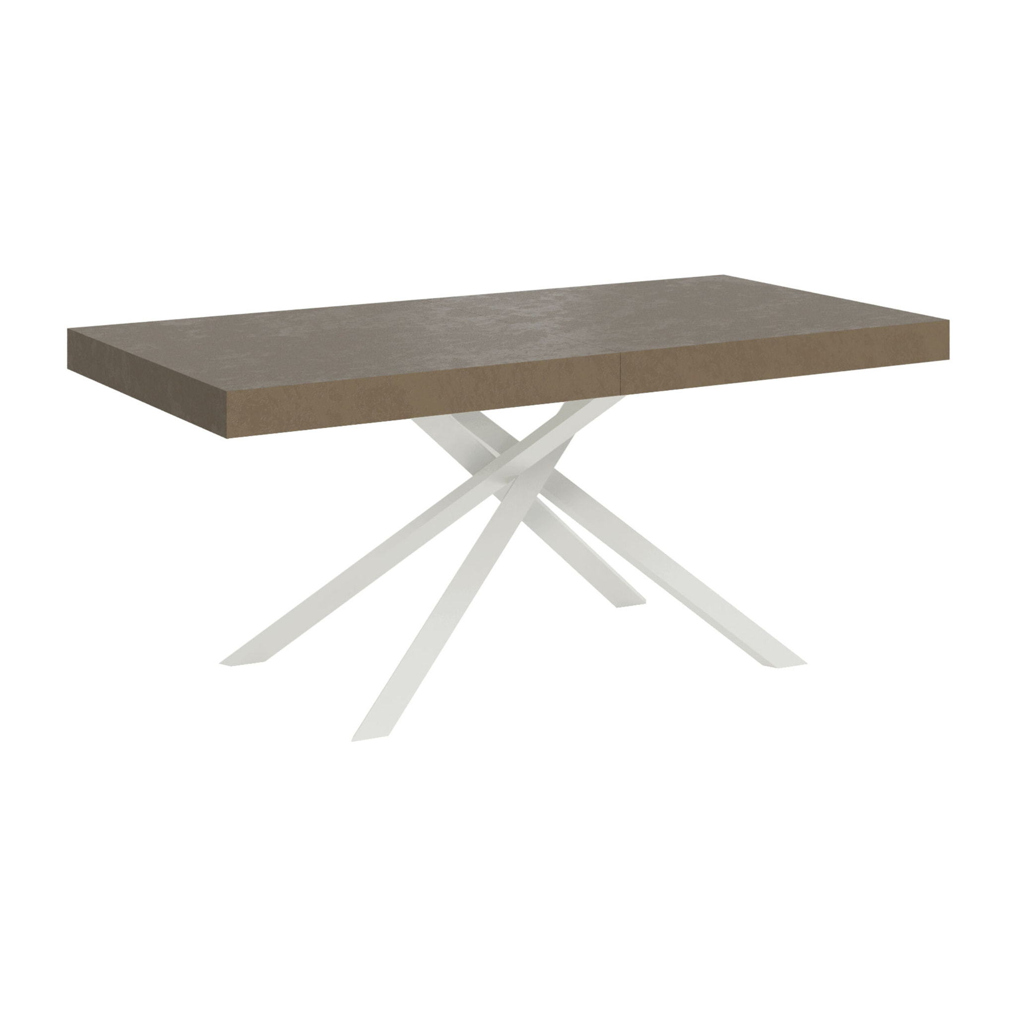 Table extensible 90x200/460cm Karida taupe pieds blanc