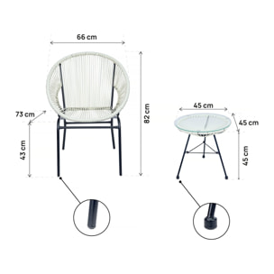 Salon de jardin acapulco "Poli"- 2 places - Blanc