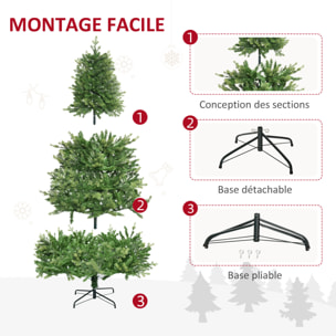 Sapin de Noël artificiel Ø 91 x 210H cm 865 branches épines imitation Nordmann grand réalisme vert