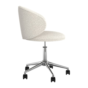 Chaise de bureau Aurore en tissu bouclé blanc