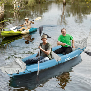 Kayak Hinchable Plegable Canoa Hinchable de 2 Plazas con 2 Remos de Acero Inflador Manual y Kit de Reparación 318x80x50 cm Azul
