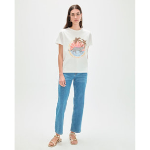 T-shirt con stampa animalier e palme