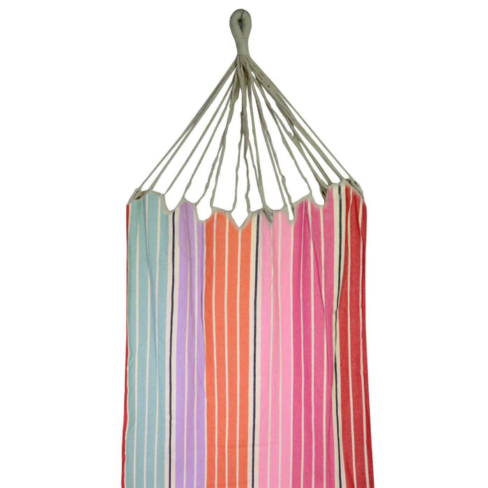 Amaca in tessuto a righe multicolor con sacca cm200x100