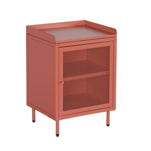 Lot de 2 tables de chevet industrielles métal terracotta 1 porte grillagée. 40 x 37 x 58.5 cm - Ohio