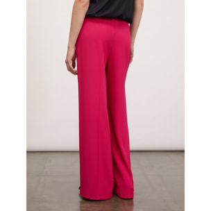 Motivi - Pantaloni palazzo con inserti in raso - Fucsia