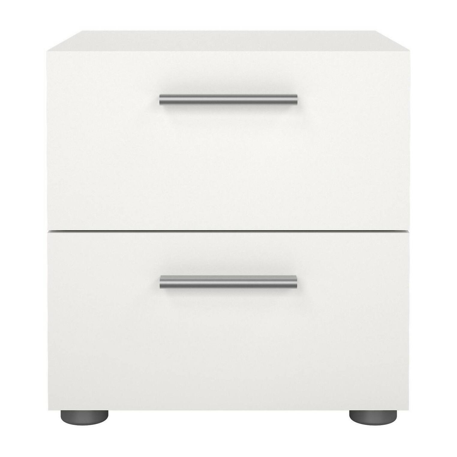 Comodino Apolla, Comò basso, Tavolino da notte, Mensola da letto, 40x40 h42 cm, Bianco