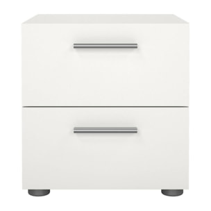 Comodino Apolla, Comò basso, Tavolino da notte, Mensola da letto, 40x40 h42 cm, Bianco